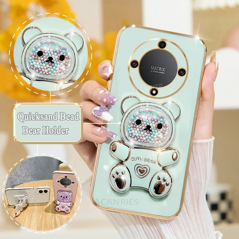 Luxury Plating Bear Holder Silicone Stand Case