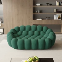 Sdorens 78'' Modern Curved Boneless Sofa Comfy 3D Knitted Fabric Loveseat Couch Football-Shaped Lazy Floor Sofas for Living Room 2