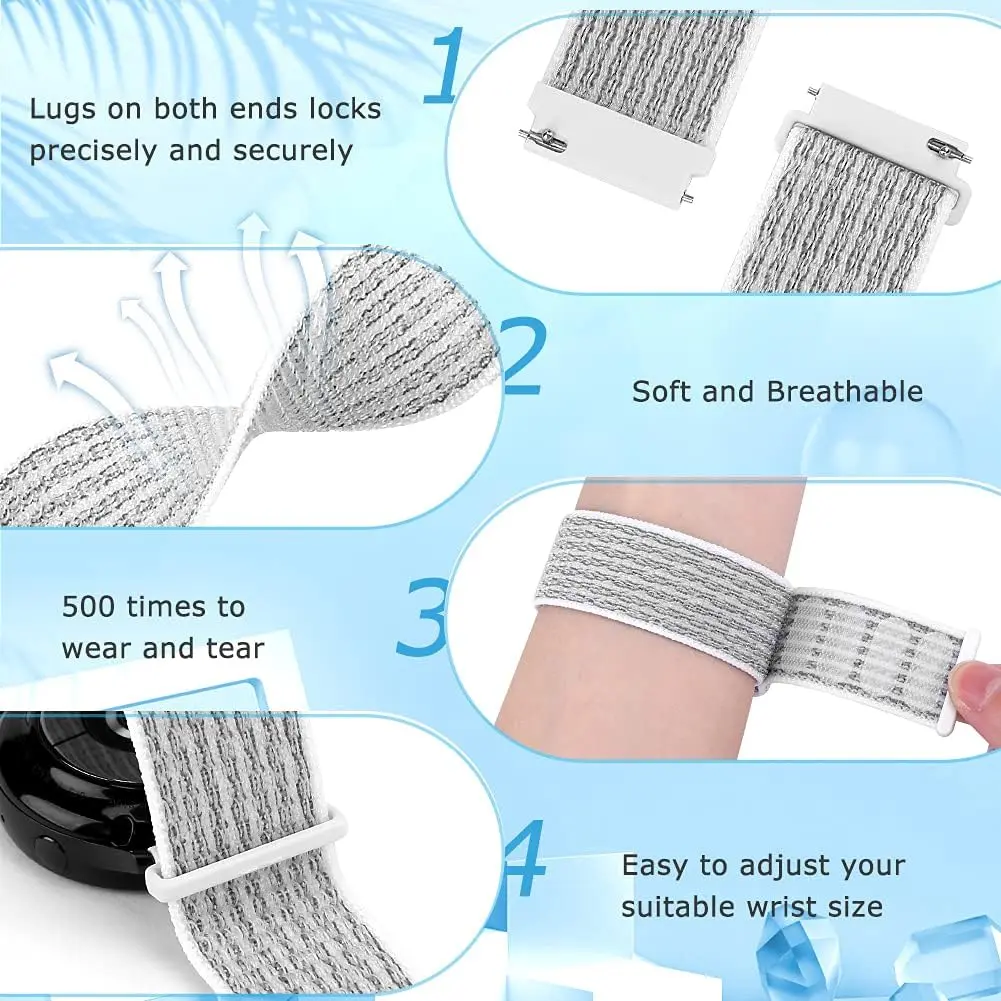 Nylon Loop Band for Smartwatches - Adjustable 22mm/20mm Strap