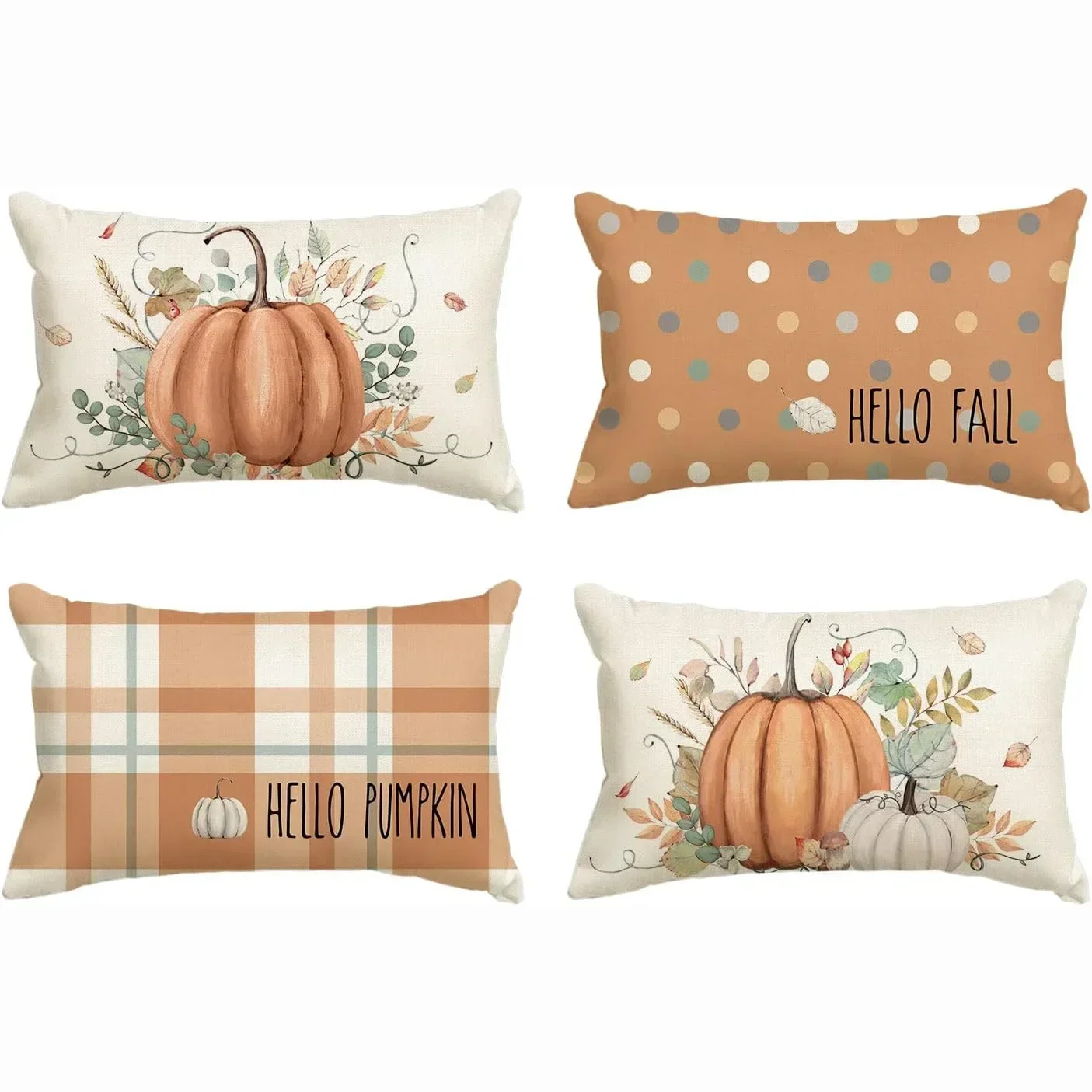 Fall Pillow Covers 12x20 Inch,Autumn Hello Pumpkin Pillows Decorative Throw Pillows Outdoor Thanksgiving Cushion Cover Farmhosue Fall Decor Bedroom C