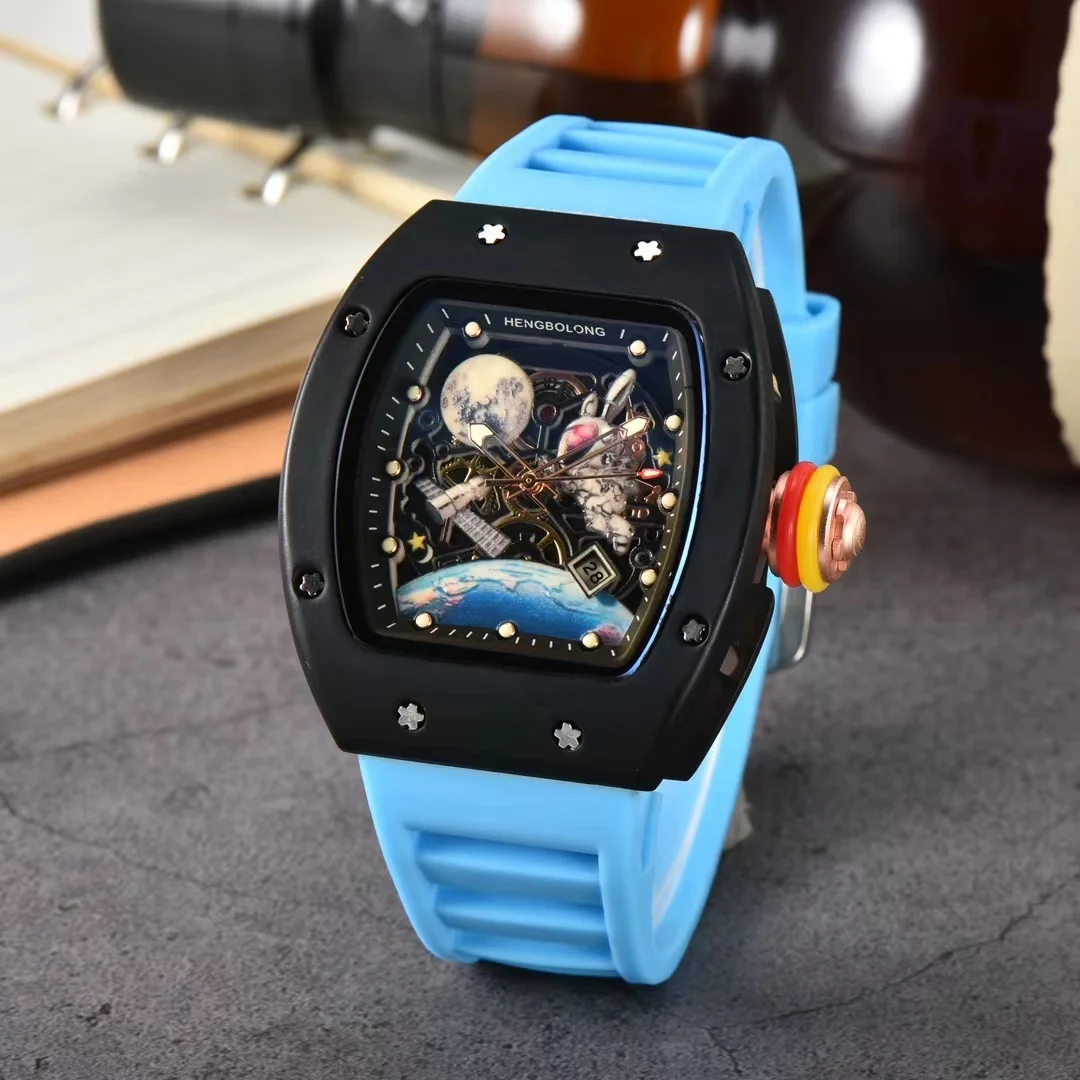 Men's personalized watch, space-style watch dial with hollow design and fashionable desi Brand LOGO can be customized.gn.