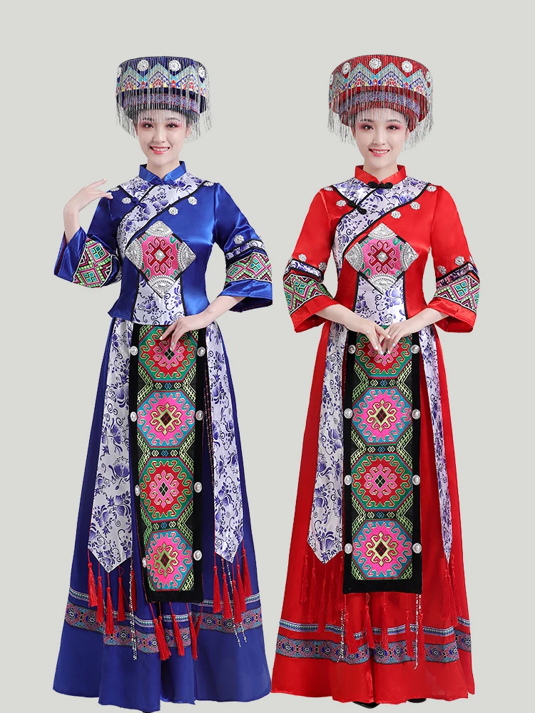 Tujia Ethnic Minority Clothing Female Xiangxi Enshi Xilancapu Yunnan Yao Traditional Embroidered Dress