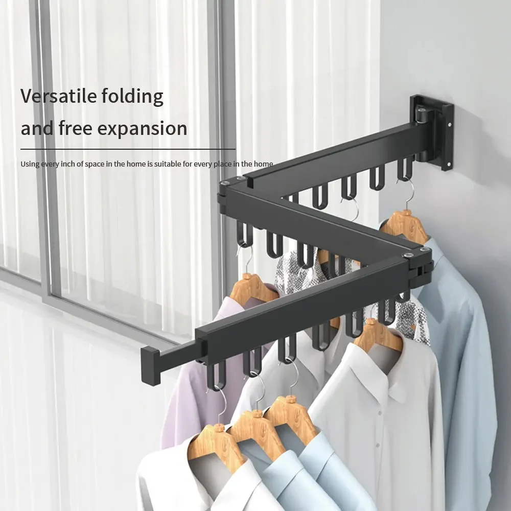 Folding Clothes Hanger Retractable Cloth Drying Rack Indoor&Outdoor Space Aluminum Household Clothes Organization WB3027 3