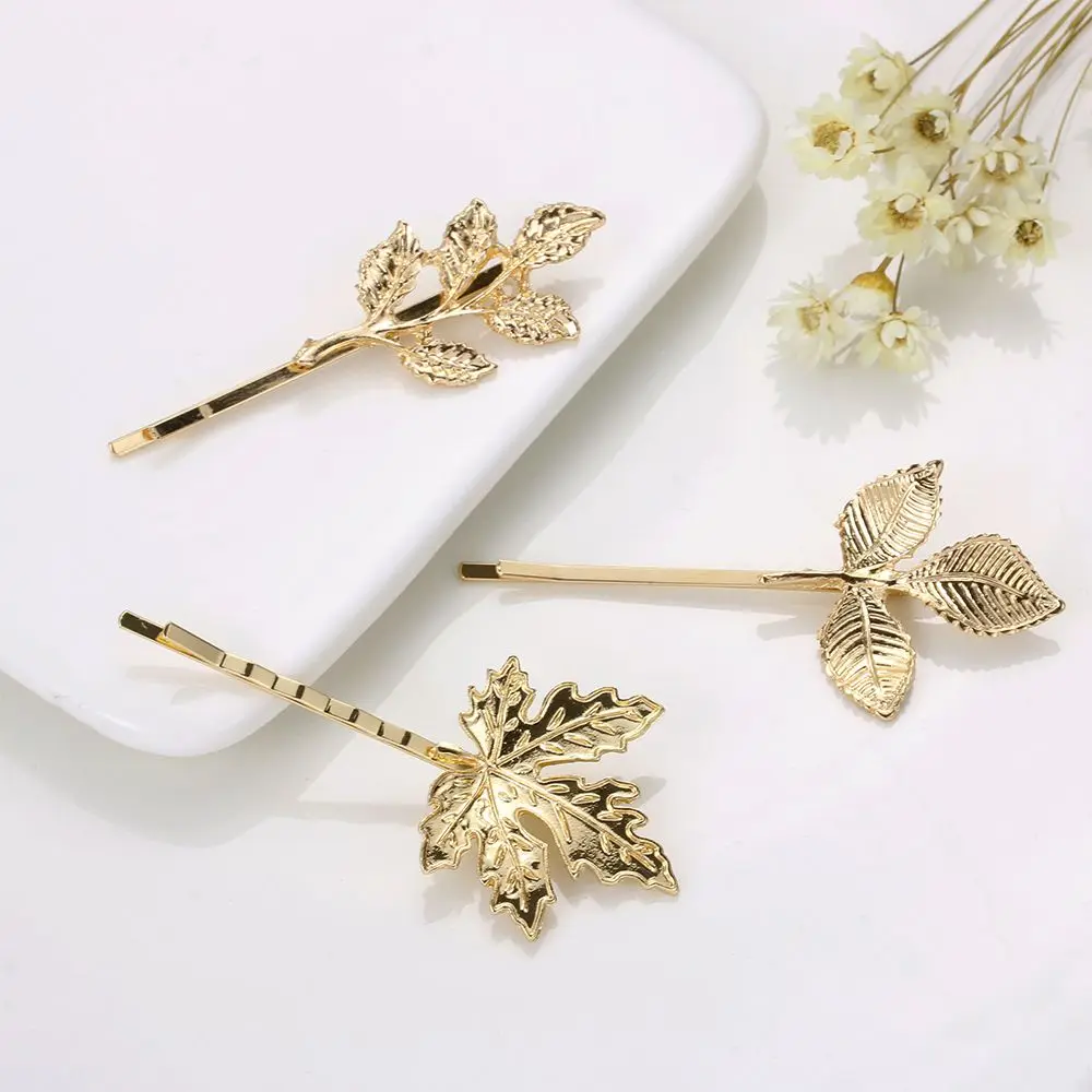 Description Picture 6 of itemHair Accessories Bobby Pin Metal Barrettes Women Hair Clip Leaf Shape Bride Hairpins