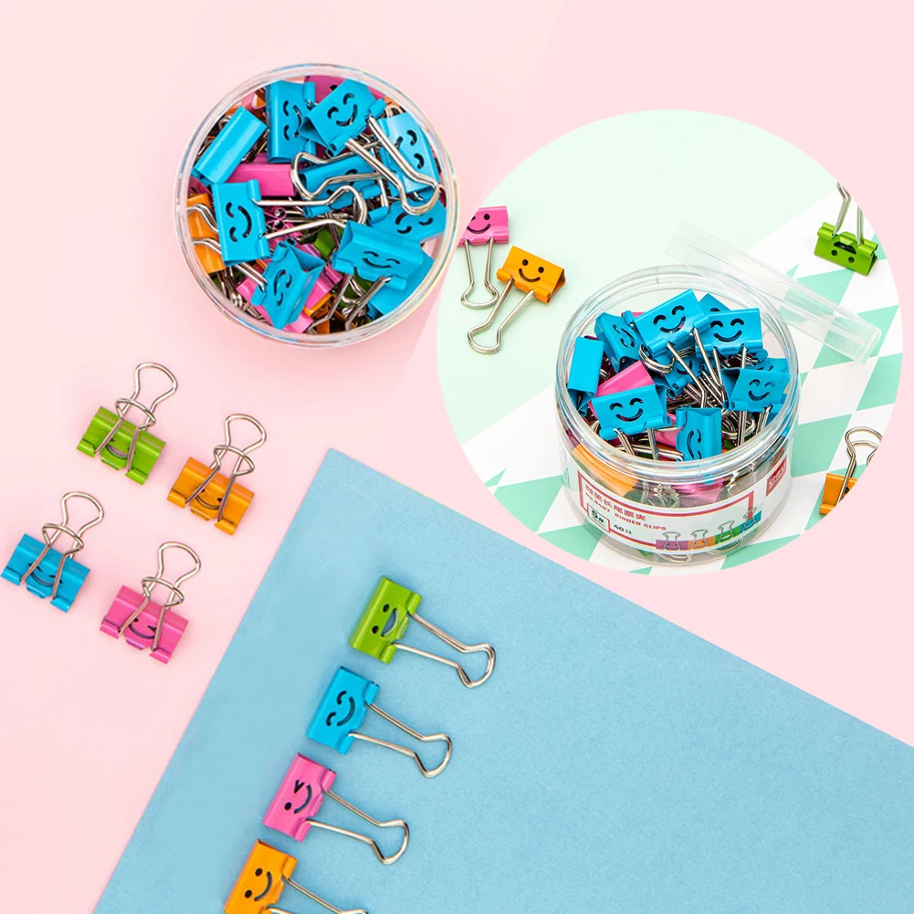 Dovetail Clip Mixed color 10 Pcs Smile Long Tail Clip Colorful Dovetail Clip Metal Ticket 37mm Fishtail Information Student
