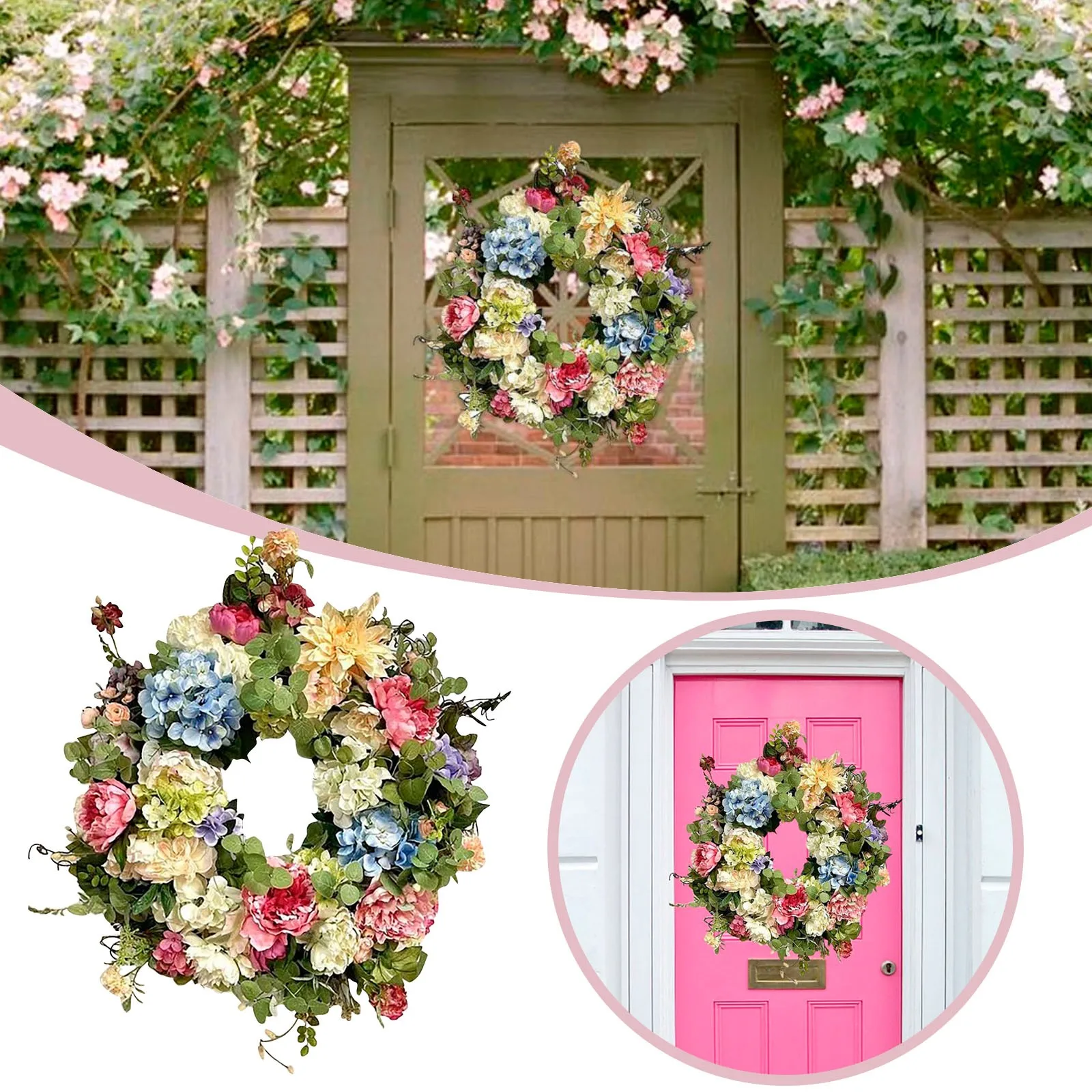 

Small Fresh And Idyllic Flower Door Flower Ring Decoration Wall Hanging Front Door Decoration Heart Wreath Forms