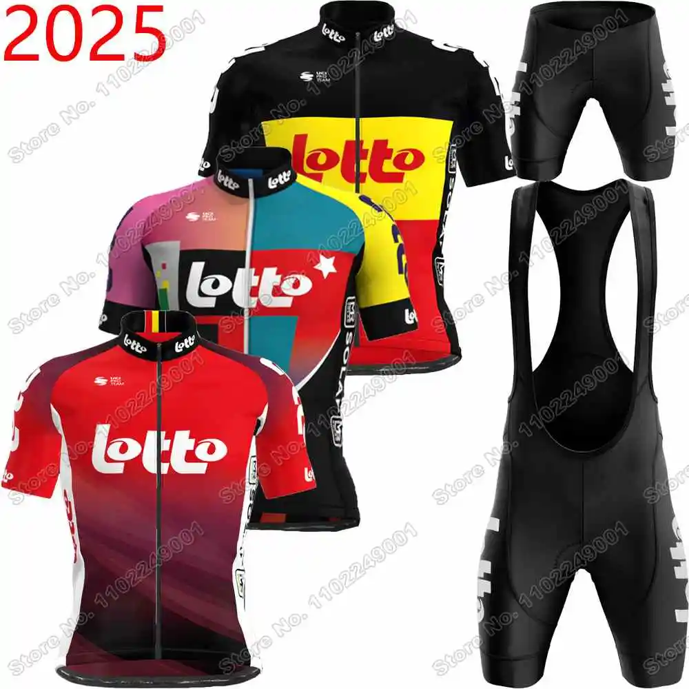 2025 Team Lotto Cycling Jersey Set Belgium Cycling Clothing Men's