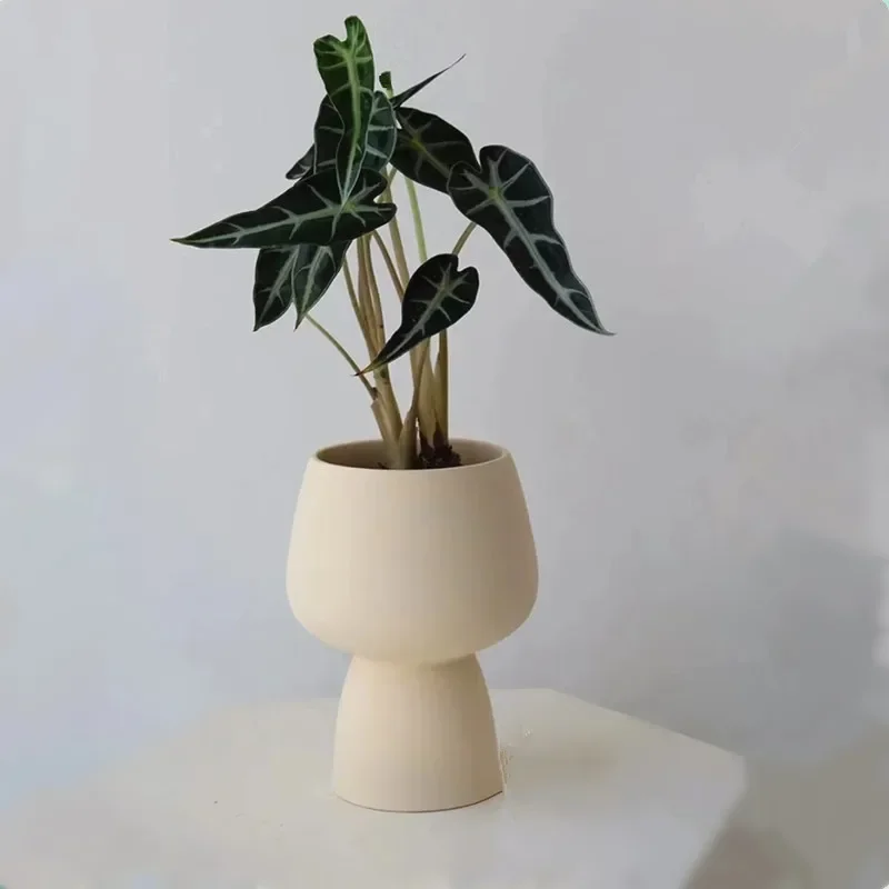 Nordic Creative High Foot Simple White Ceramic Flower Pot, Light Luxury Home Room Decoration, Modern Decorative Vase ins 4