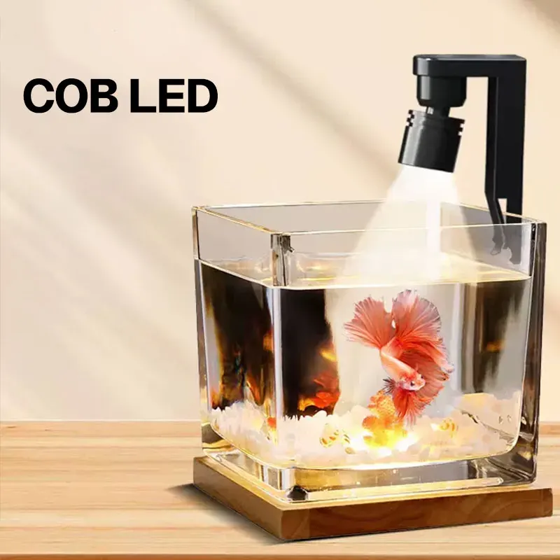 Aquarium light Mini Clip-on Lamp Spotlight for Fish Tank 2W USB Power interface Aluminum lamp head waterproof external switch aquarium light aquarium lamp
