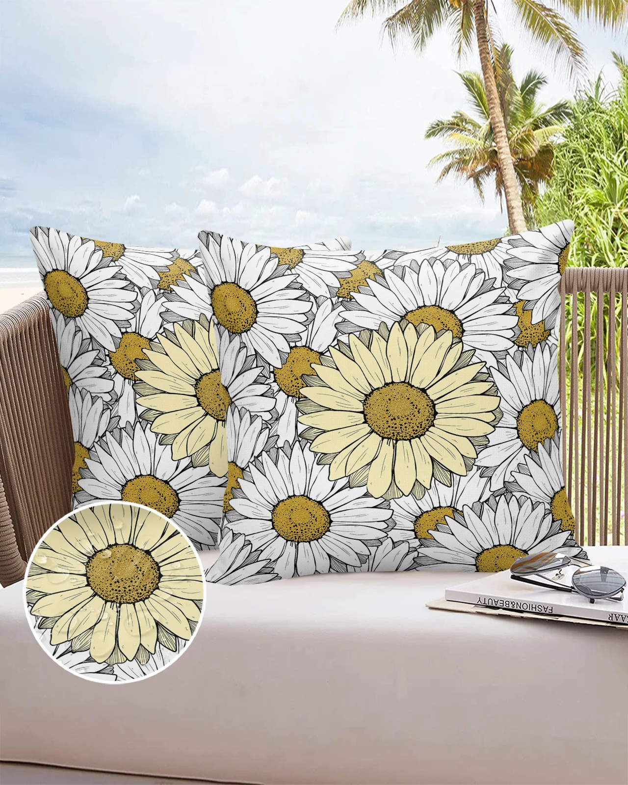 

Flowers Chrysanthemum Simple Waterproof Pillowcase Home Sofa Office Throw Pillow Case Car Cushion Cover Home Decor
