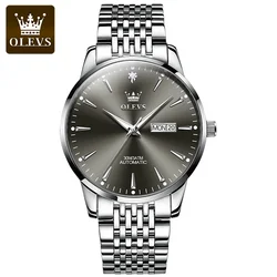 OLEVS Luxury Women's Automatic Waterproof Stainless Steel Watch with Casual Design (Men black)