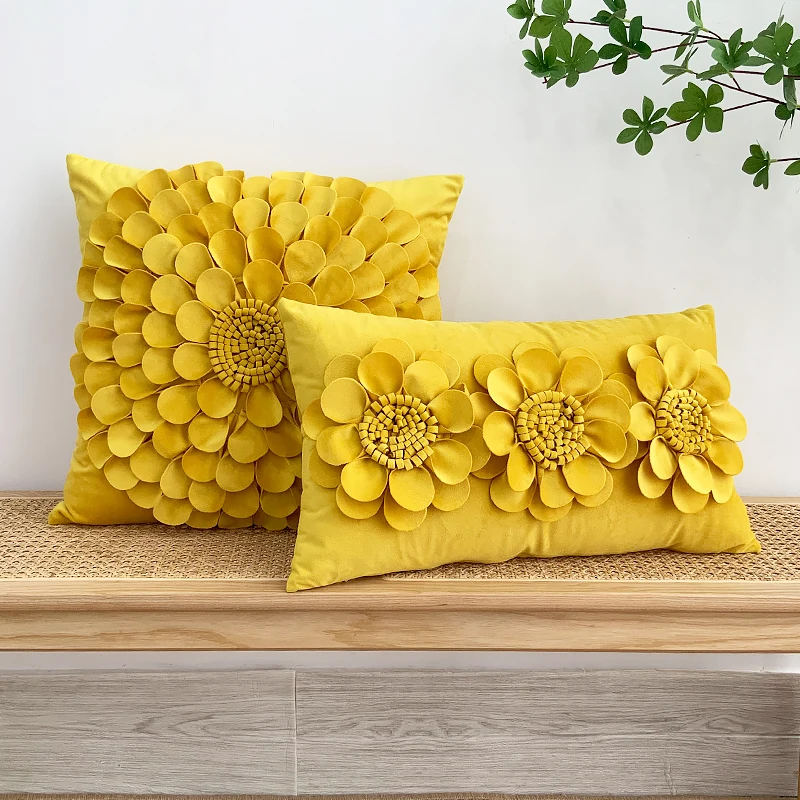 

3D Flower Cushion Covers Pillowcase Velvet Throw Pillow Case Home Decorative Sofa Car Cushion Case Cushion Pillow Cover 45x45cm
