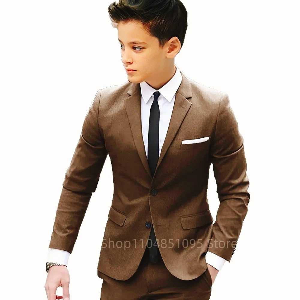 Boys Formal Suit Classic Notch Lapel Blazer And Pants Set for School Activities Wedding Ring Bearer Outfit 2 Pieces Kids Clothes