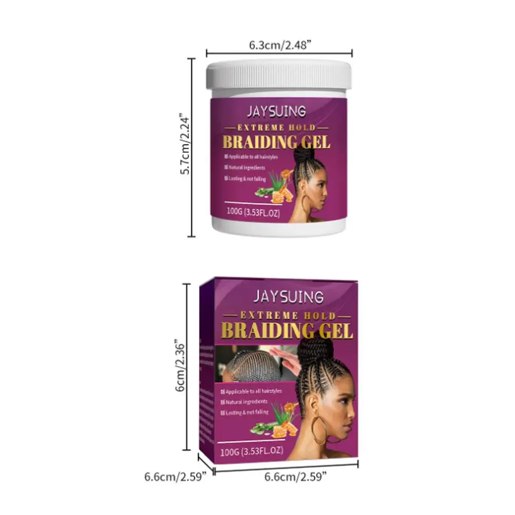 Styling Braiding Gel Wax Strong Hold Pomade Anti-Frizz Smooth Lasting Broken Hair Finishing Shaping Hair Edge Control Cream 100g