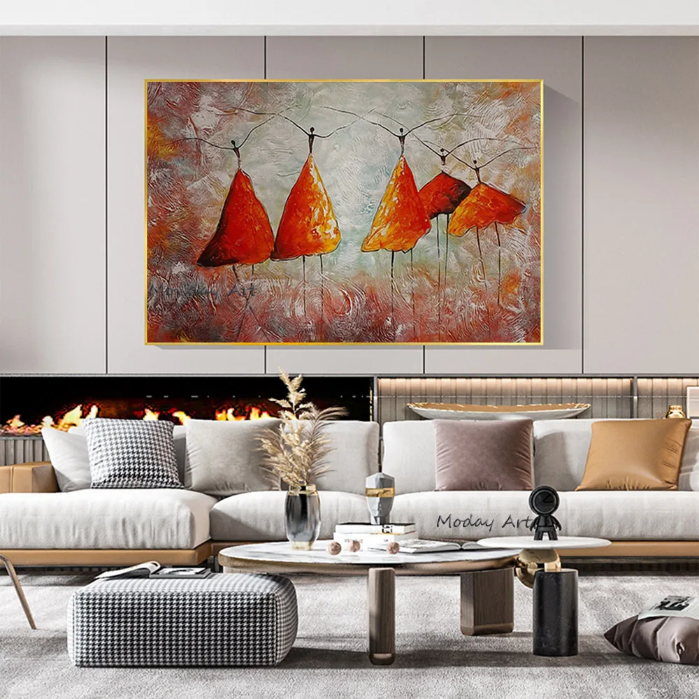

Abstract Red Skirt Dancer Canvas Oil Painting,Hand Painted Impasto Acrylic Flower Home Decor Modern Custom Painting Wall Art