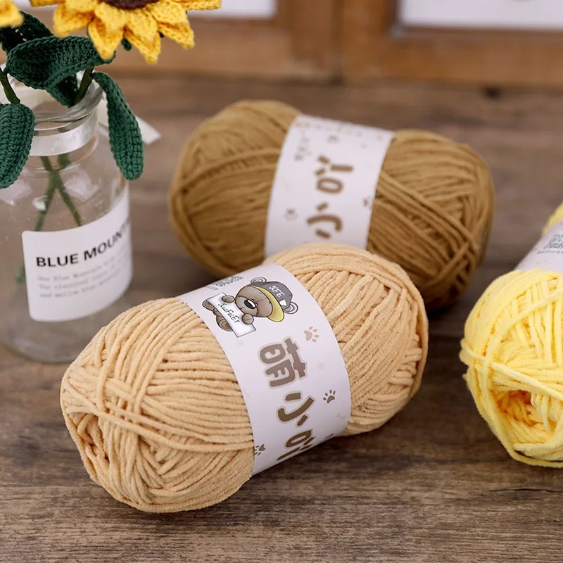 3mm Matte Chenille Yarn 50g DIY Hat Glove Scarf Crochet Thread,Woven Handmade Doll Pendant Ice Bar Thread,Holiday Gift Wool Yarn 3