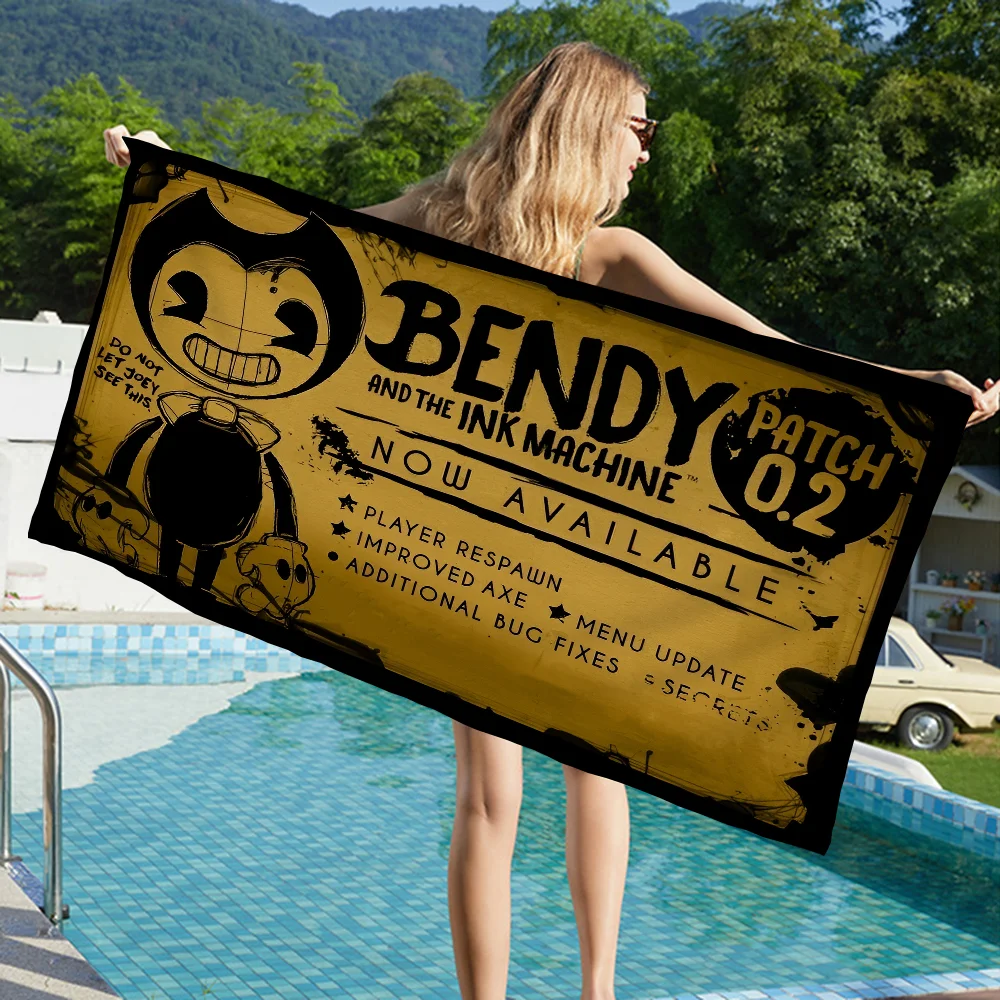B-Bendy and the Ink M-Machine Anime Beach Swimming Towel Soft Absorbent Washcloth Children's Gifts for Kids Travel Camping Gym - Image 3
