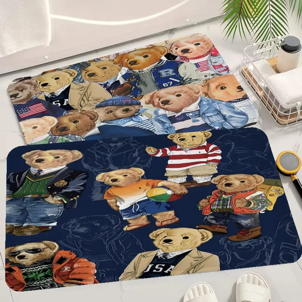 

Cute Teddy Bear Happy Floor Mat Bath Mat Nordic Style Home Doormat Bathroom-Toilet Mats Bedroom Welcome Doormat