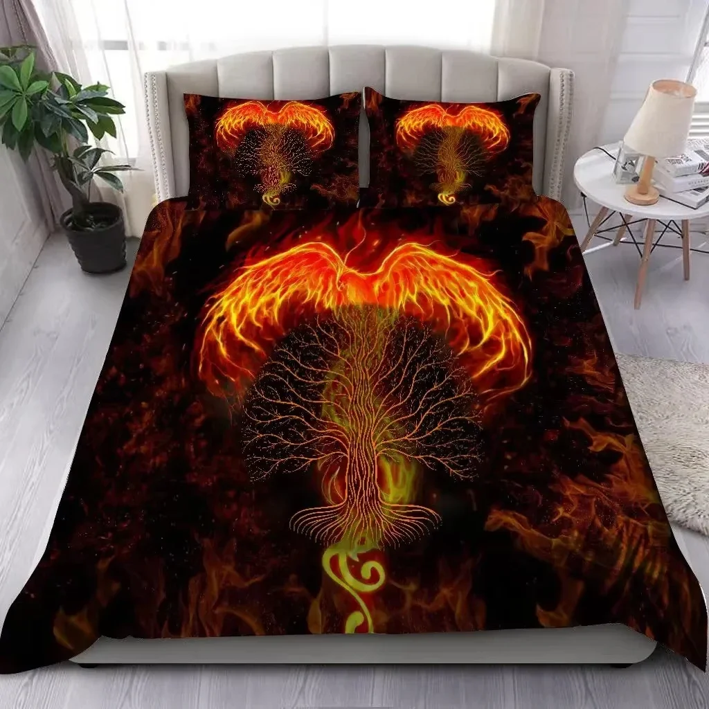 Dragon and Phoenix Duvet Cover Set Queen King Size Fantasy World Monster Bedding Sets Mens Boys and Teenagers Comforter Covers