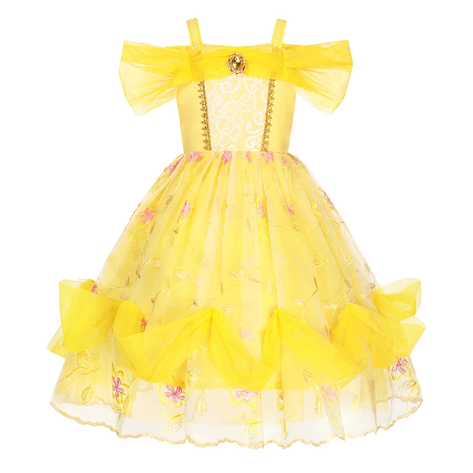 cute baby dresses online Cosplay Belle Princess Dress Girls Dresses for Beauty and the Beast Kids Party Clothing Magic Stick Crown Gloves Children Costum newborn baby girl skirt