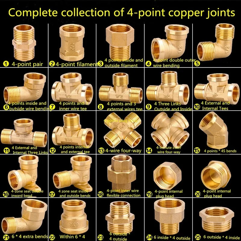 Water pipe plumbing fittings 6 points to 4 points copper reducing inner  wire hose outlet double inner wire pair connector - AliExpress