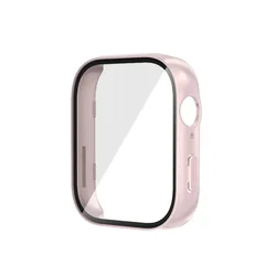 Tempered Glass Full Cover Hard Bumper Protective Screen Protector for Huawei Watch Fit 3 (Plating Pink)