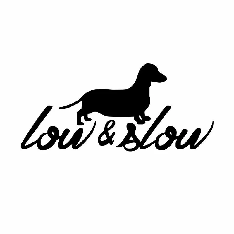 

CS-12157# LOW & SLOW Dachshund Vinyl Decal Car Sticker Waterproof Auto Decors For Truck Bumper Rear Window Laptop