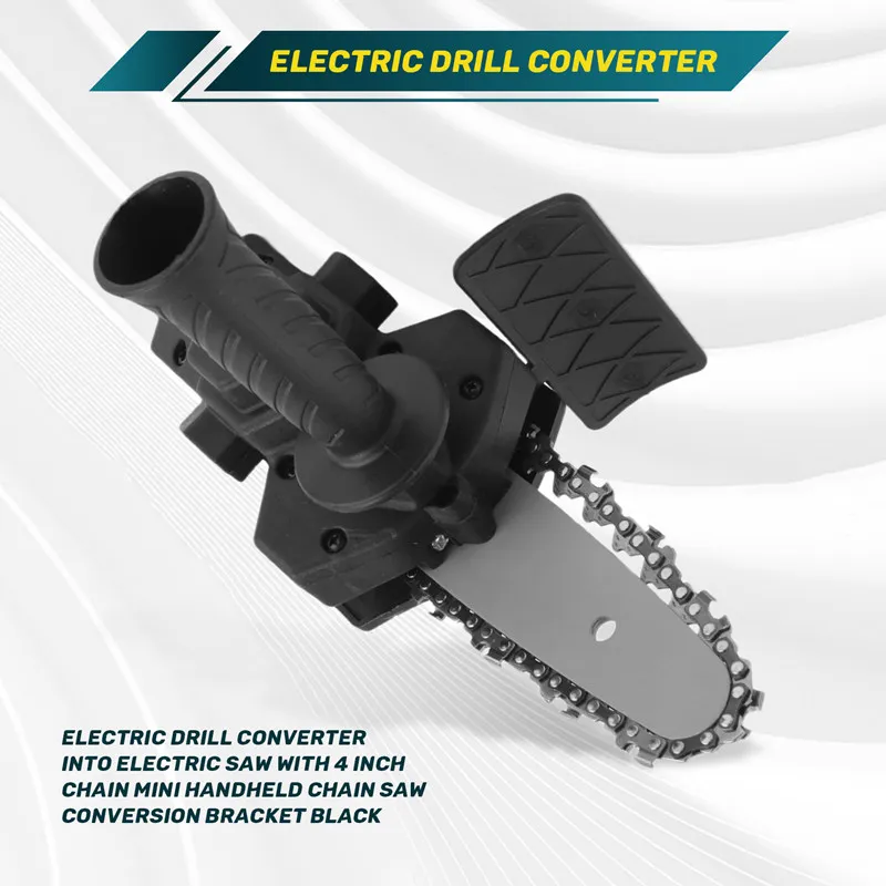 A20F-Electric Drill Converter Into Electric Saw With 4 Inch Chain Mini Handheld Chain Saw Conversion Bracket