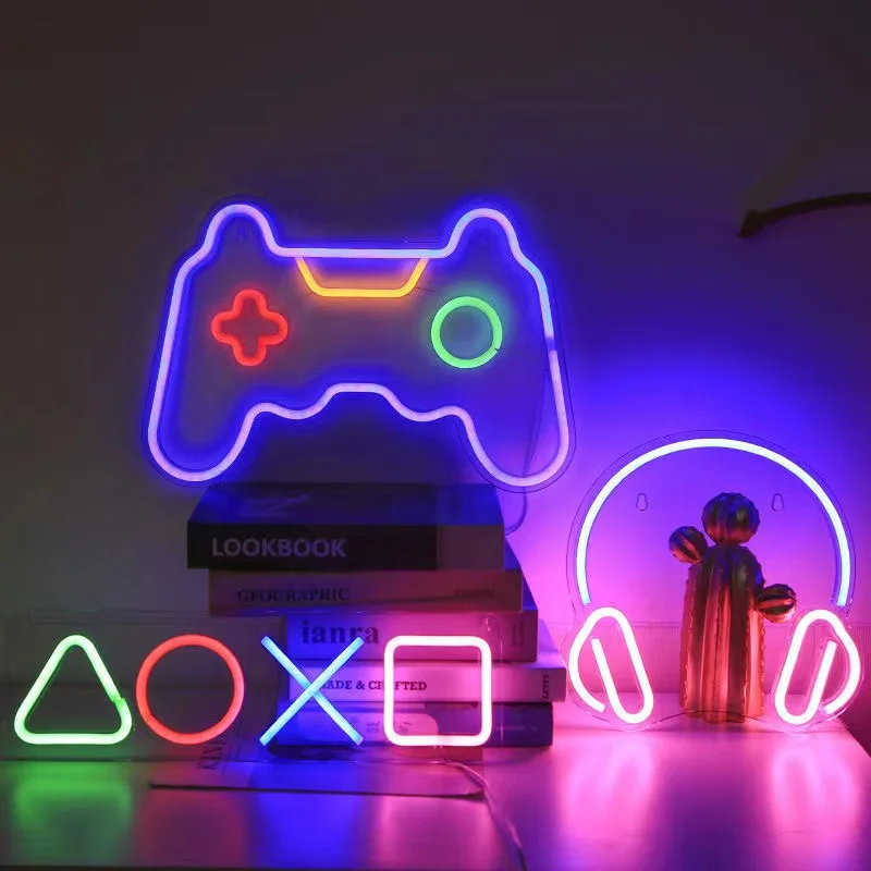 Enseignes lumineuses de jeu au néon pour Playstation, décoration murale  d'icône de chambre à coucher, pour salle de jeux, pour Bar et Club