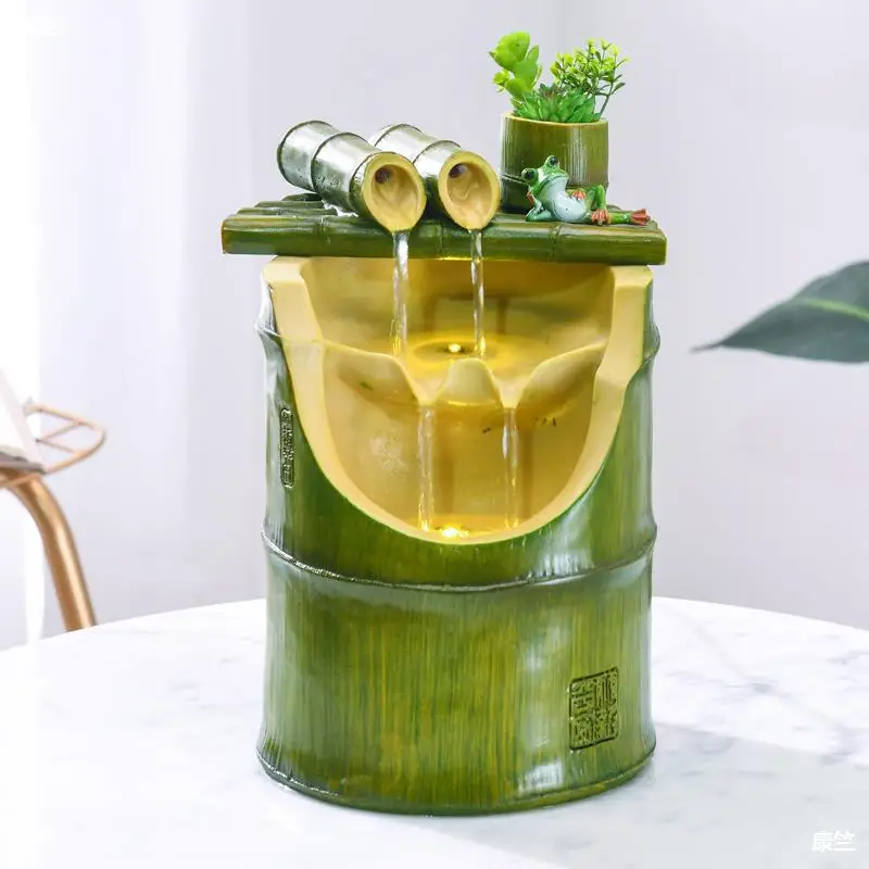 

Креативные украшения Fung Shui для гостиной, настольное украшение, Бамбуковая форма, водный фонтан, счастливая Гора, водное колесо, водный пейзаж, ремесла
