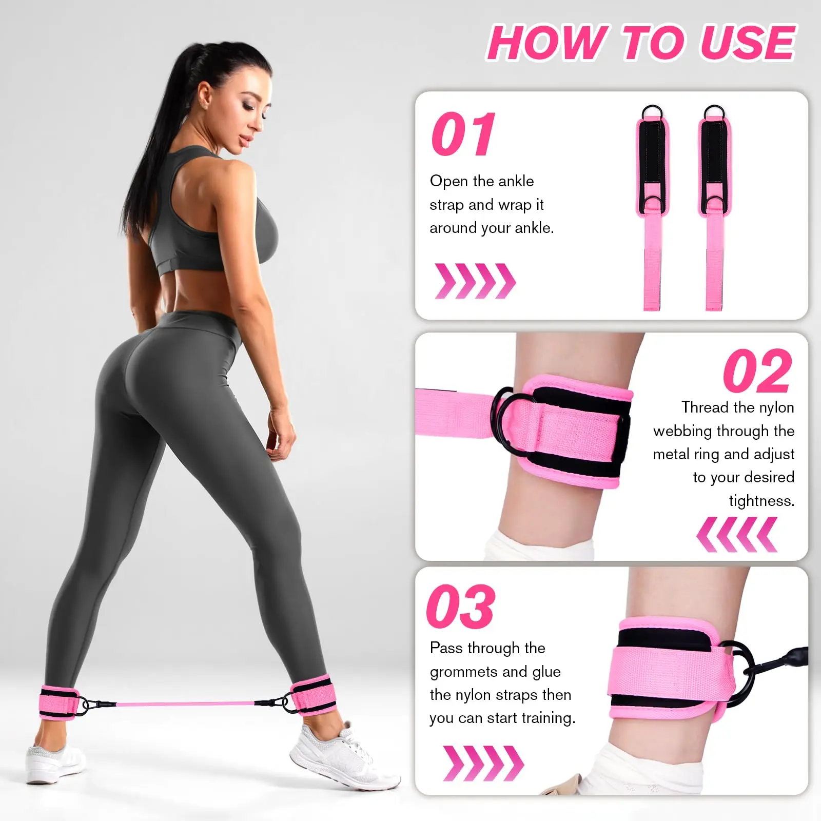 Enhanced Fitness Resistance Band Set with Ankle Straps - Elastic Workout Bands for Home Gym and Yoga Exercises