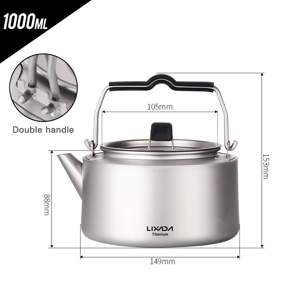 1000ml Titanium Tea Pot Kettle Campers Haven