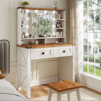 Vanity Desk with Mirror & Lights 2