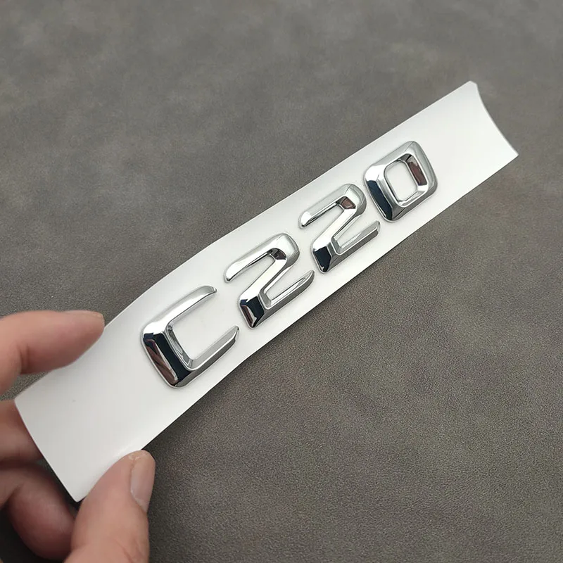 3d ABS Chrome Black Logo C220 Emblem Letters Car Trunk Badge For W204 W205 C 220 C220 Sticker Accessories