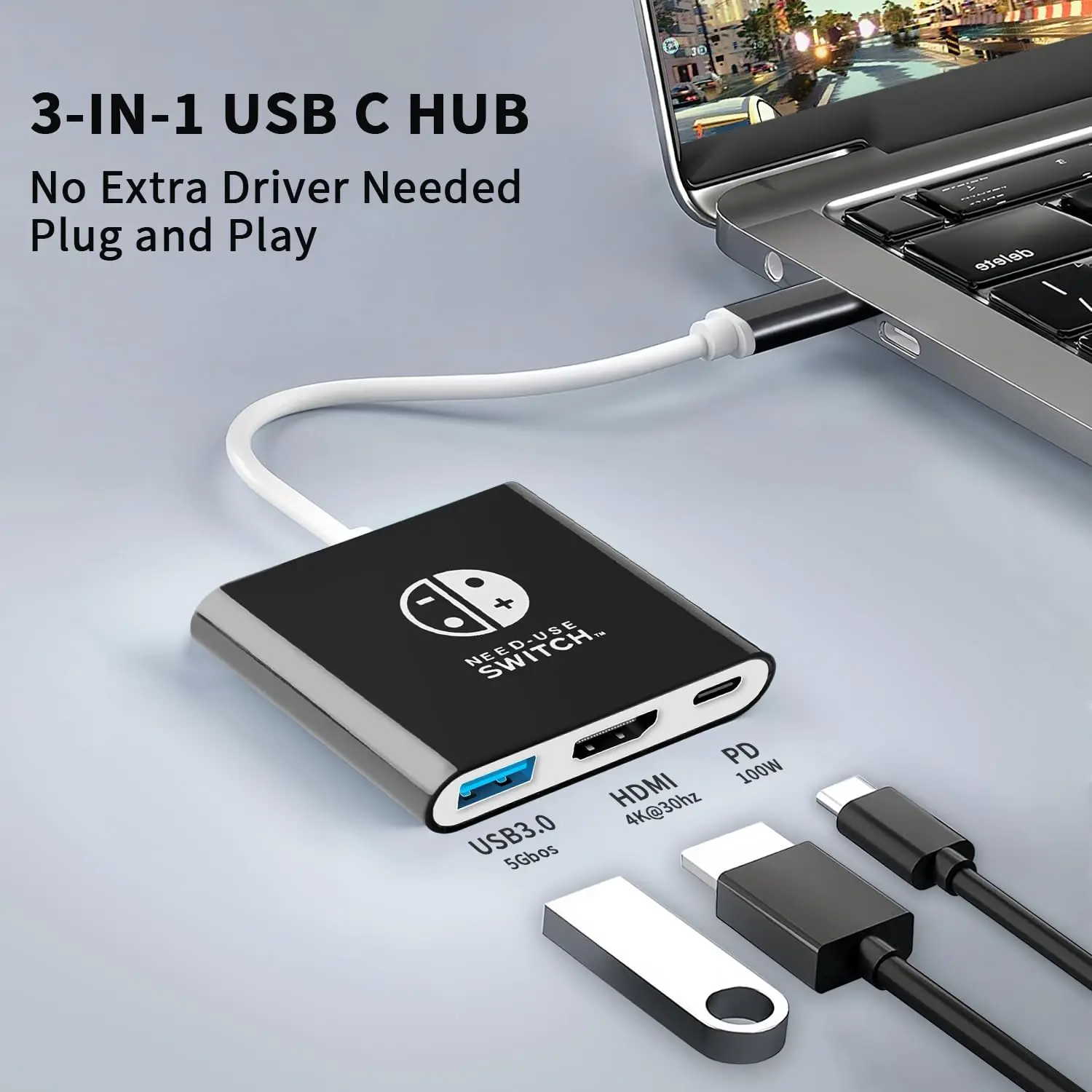 3 in 1 TV Docking Station TUTI adapter Switch station with HDMI USB 3.0 ports and charging port