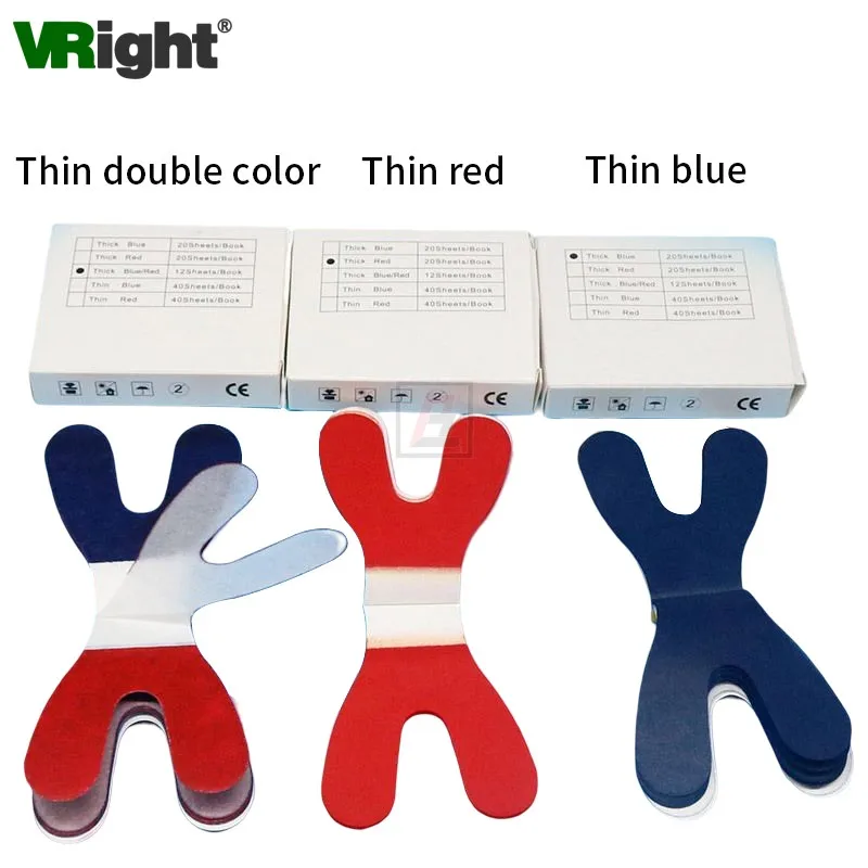 

6 книг/коробка, бумажная подковообразная бумага с полным ртом, толстая Тонкая синяя красная бумага для прикуса, двухсторонняя стоматологическая техника