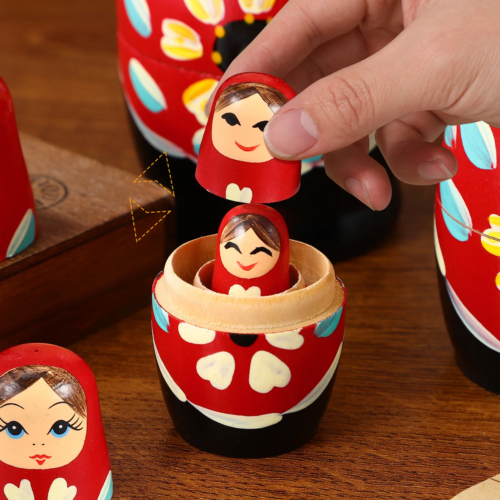 Matryoshka Russian Dolls for Kid Nesting Stacking Gift Funny Wood Adults Small Bright Color 5 Pcs nesting dolls