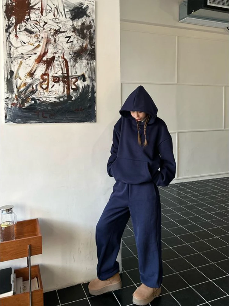 HOUZHOU Vintage Casual 2 Piece Sets Women Outfit Pant Sets Oversized Korean Style Tracksuit Autumn Basic Streetwear Harajuku 4