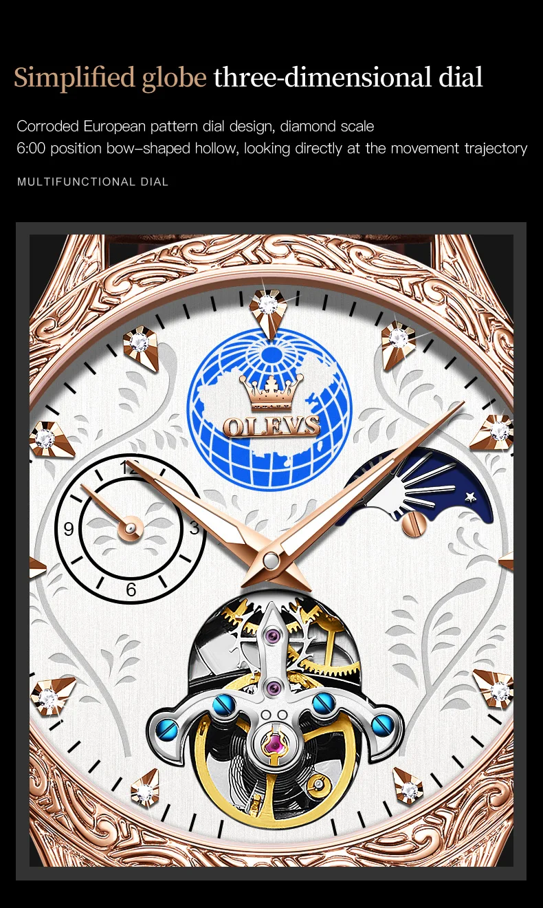 OLEVS 6660 Skeleton Multifunction Automatic Mechanical Watch description image 5