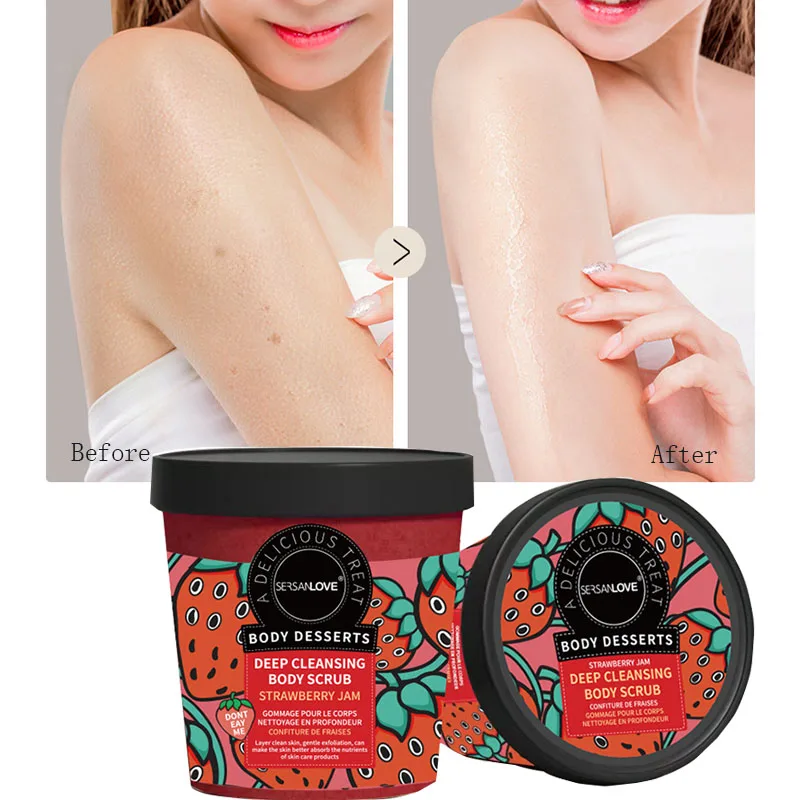 Strawberry Scrub Cream for Removing Chicken Skin and Exfoliating Whitening the Whole Body Scrub Cream Bath Salt Body Care Cream скраб для тела клубника wokali strawberry sherbet body scrub 500 мл