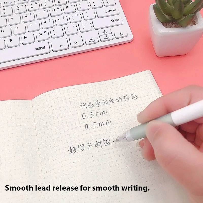 4 개/대 기계식 연필 편지지 Lapices 부드러운 고무 그립 0.5/0.7mm 쓰기 및 그리기 용 지우개가있는 학교 용품