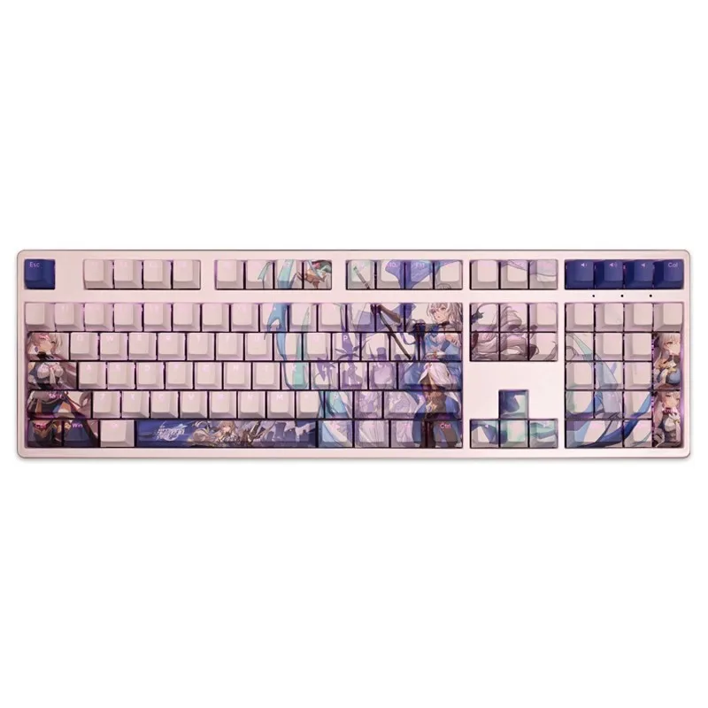 Desenhos Animados Anime Gaming Key Caps Pbt Backlit Keycaps para Ansi 61 87 104 e 108 Layout Honkai Star Rail Peróxido de Bronya Conjunto 108 Chaves - Imagem 4