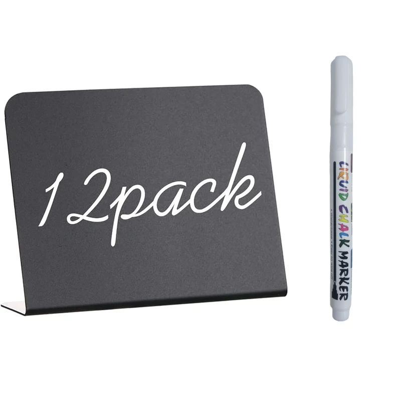 L 12/20 Pack 4"x3" PVC Mini Chalkboard Signs for Chalk Sign for Food-Party-et Table Sign Chalkboard Wedding Bakery