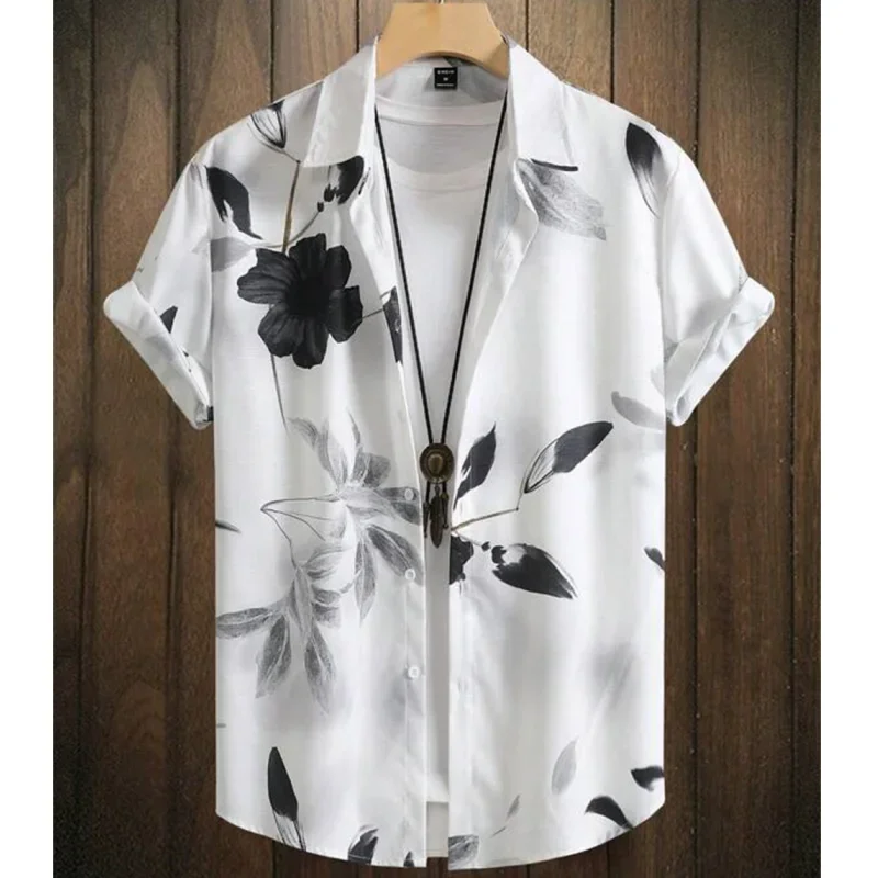 Fashion Shirt For Men 3d Ink Painting Prints Men's Clothing Daily Casual Short Sleeve Beach Party Sweatshirt Street Hawaii Shirt