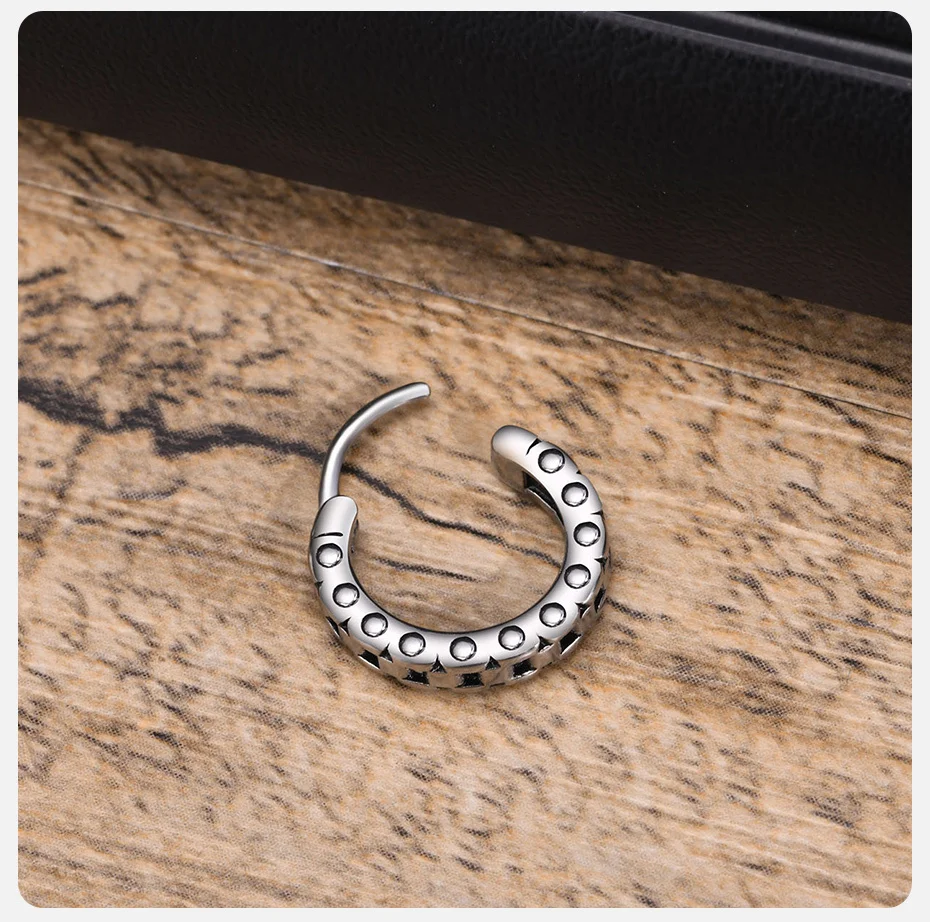 Vnox stilvolle Kette Creolen Huggie Ohrringe für Männer Jungen, Anti-Allergie Edelstahl Hip Hop Runde Ohrring Geschenke an Freund bff – Detail 6