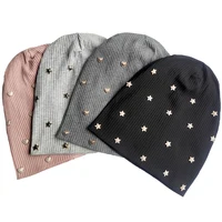 Geebro Star Ribbed Cotton knitted skullies Beanie For Women Casual Soft Design Solid Heart Bonnets hat Slouchy  Ladies Hat 1