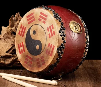 Yellow cowhide Chinese toon drum 12 inches Chinese percussion instruments