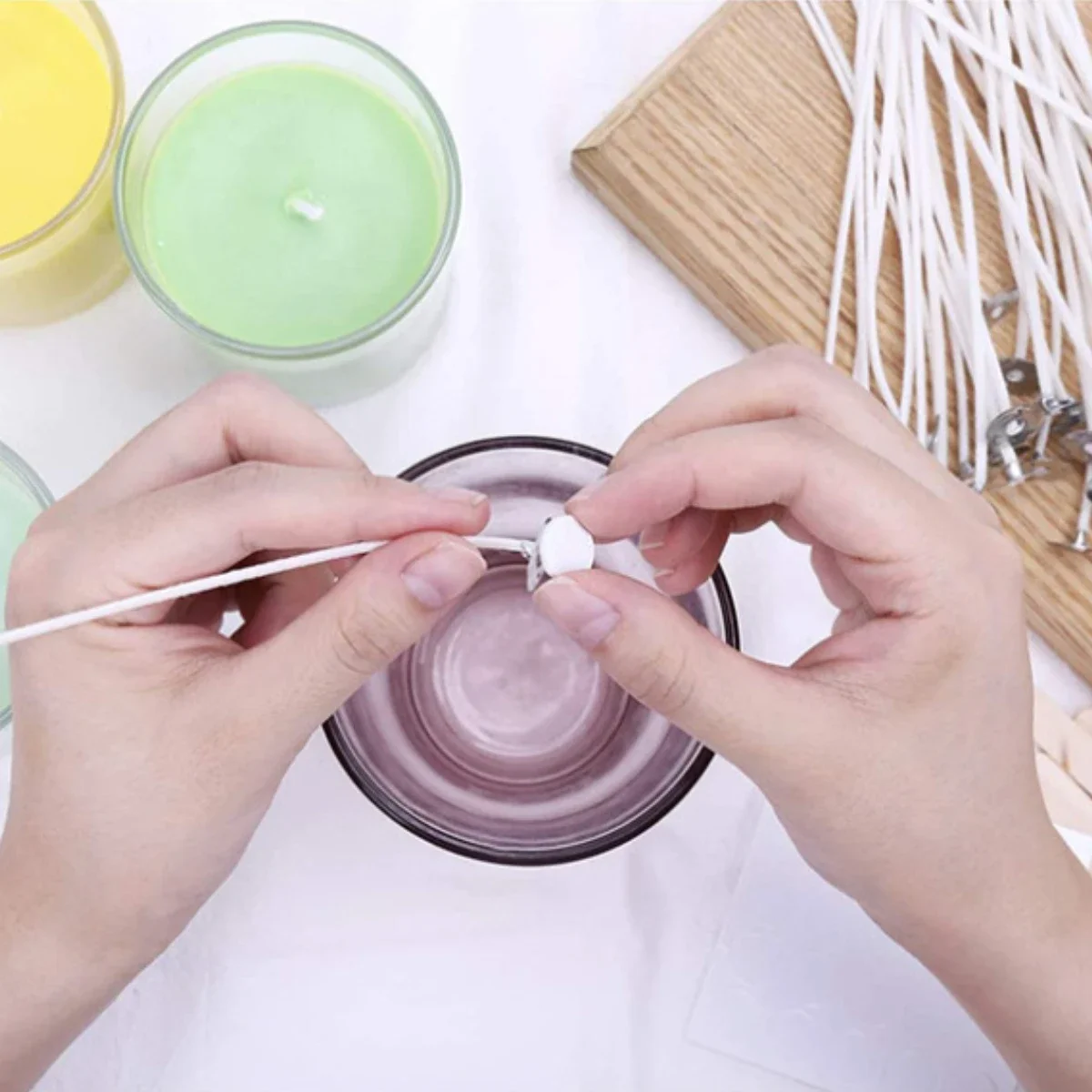 Stoppini Candele 100pz Kit Stoppini Candele 100 Pezzi 20 Cm - Con Adesivi E Supporti Legno Per Cera Stoppini 20 Cm 100 Pezzi - Foto 10