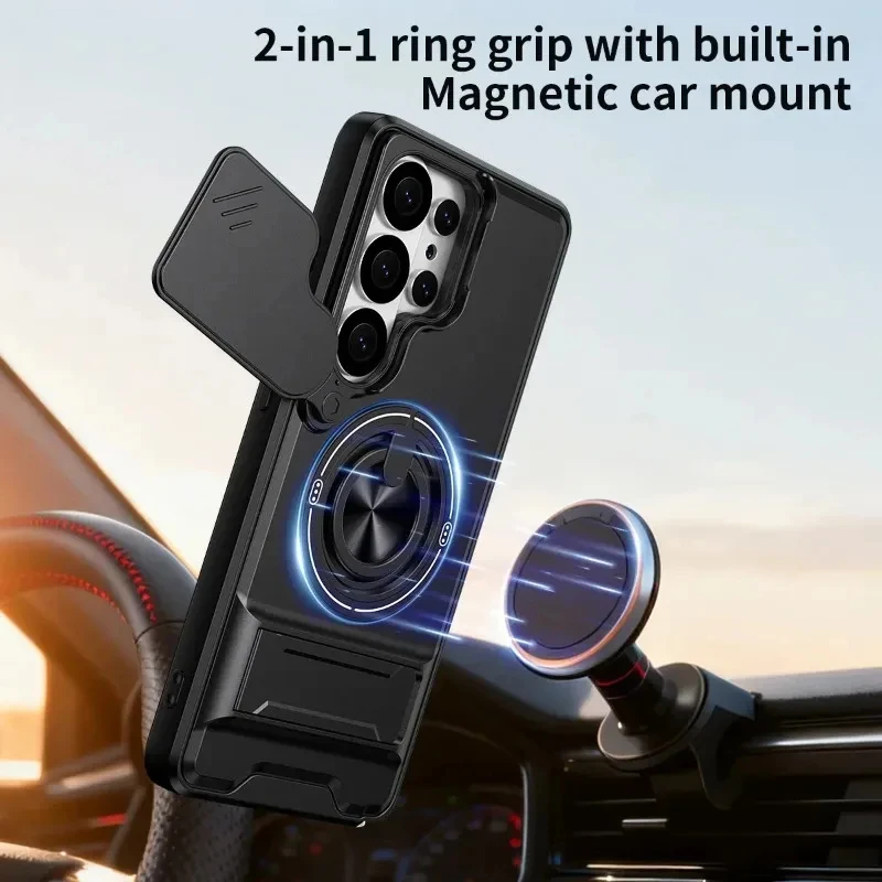 Magnetic Phone Case With Stand And Ring For Samsung Galaxy S_voghion.com