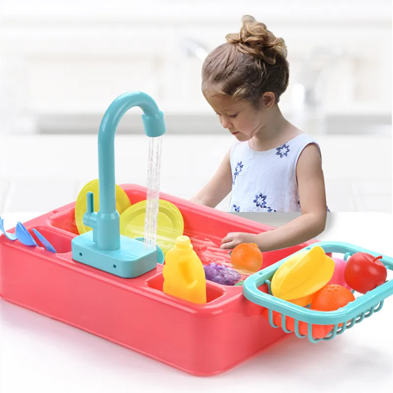 Children Electric Dishwasher Toy Set Educational Kitchen Sink Toys Pretend Kitchen Toys